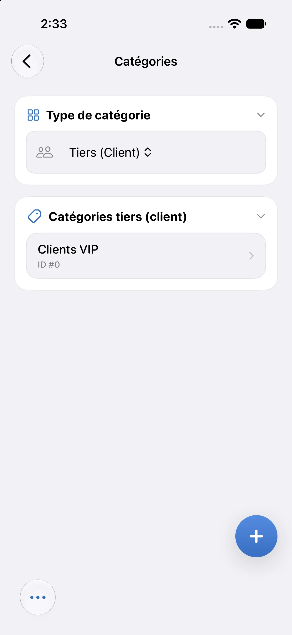 Gestion des catégories