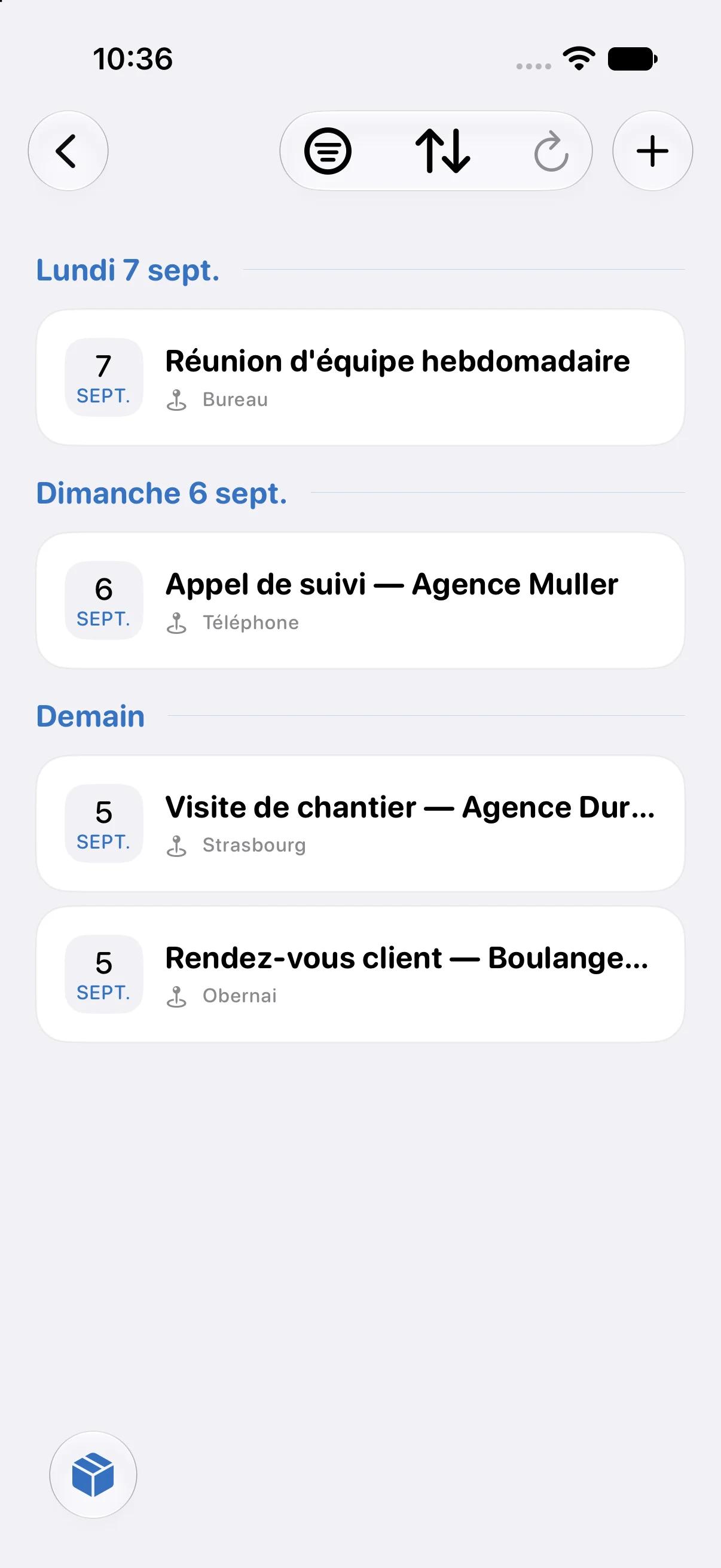 Agenda par journée