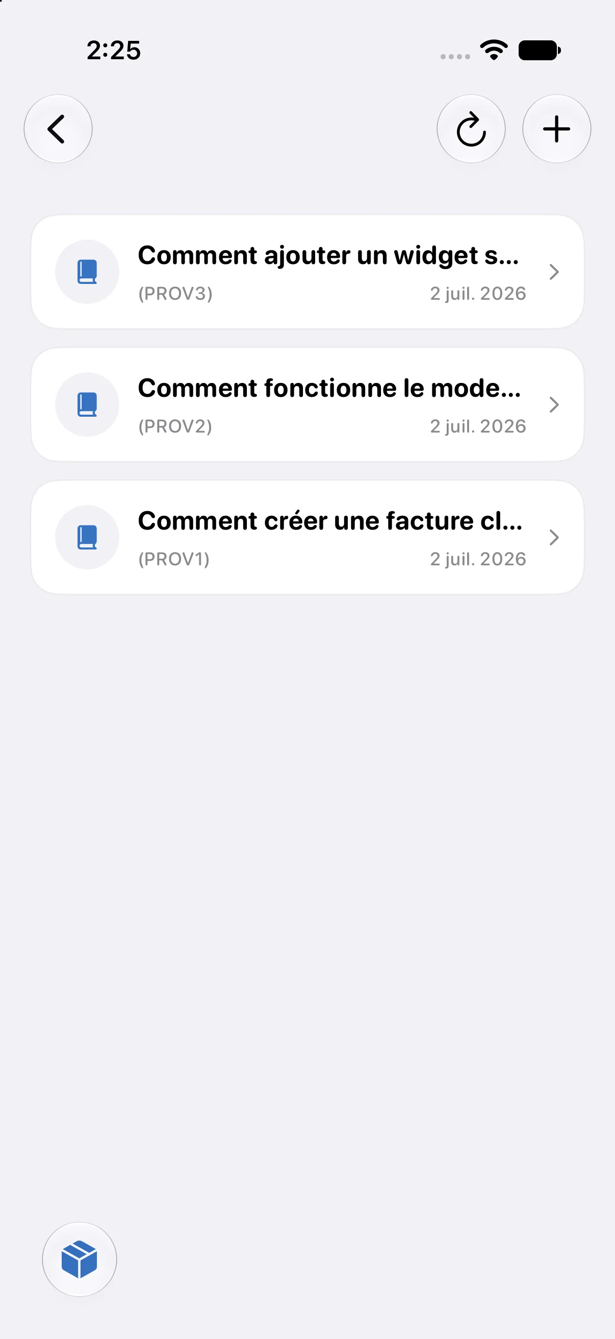 Articles de la base de connaissance
