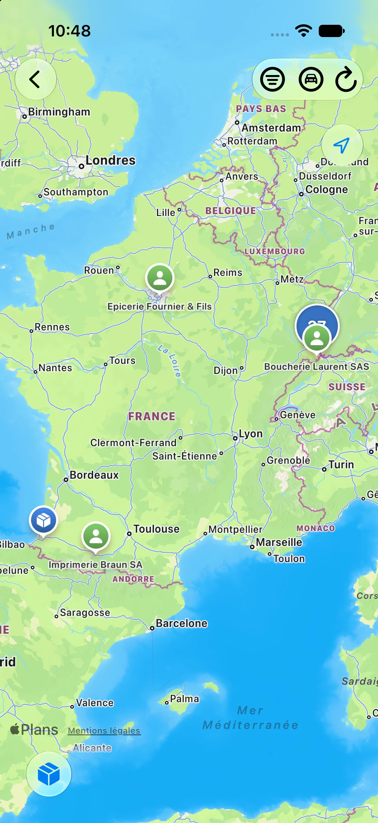 Carte des clients géolocalisés