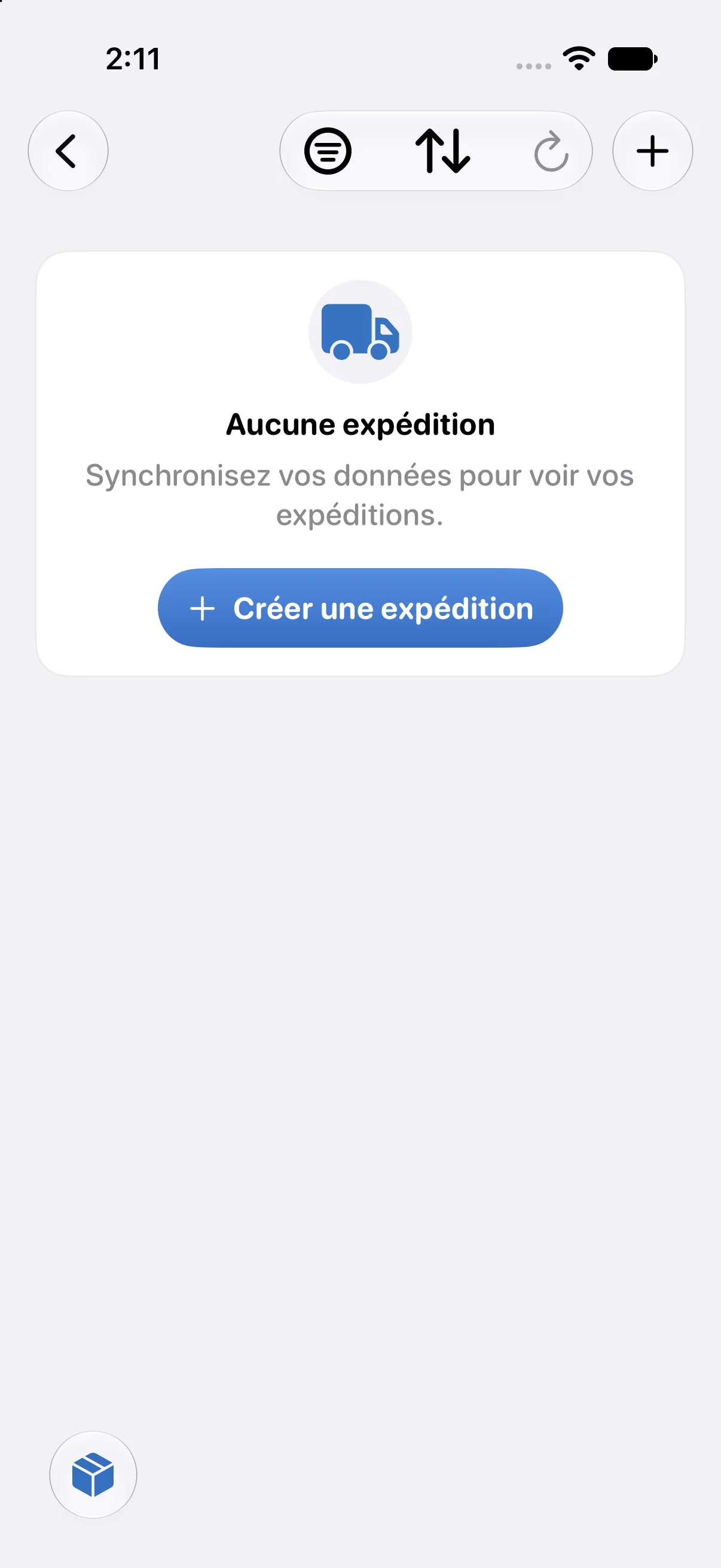 État vide du module Expéditions