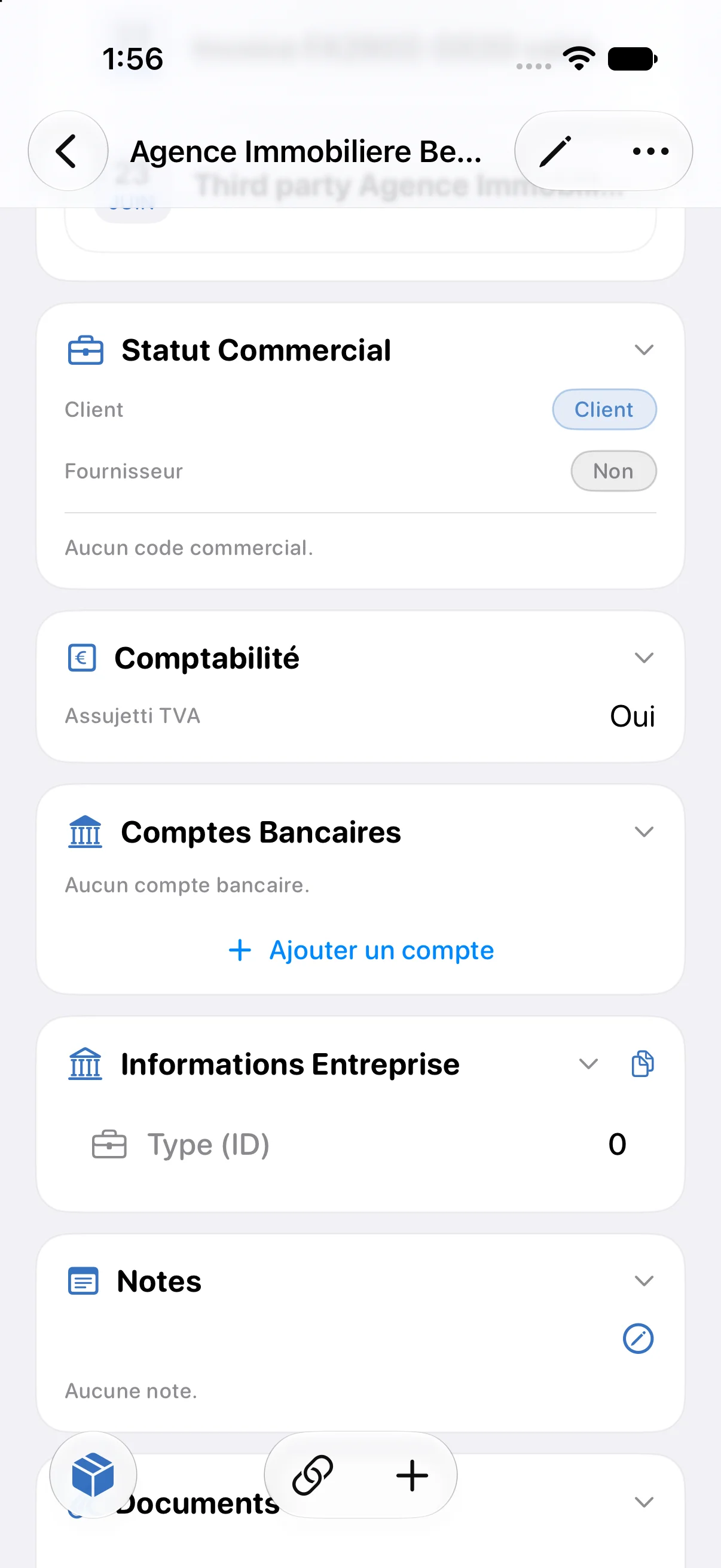 Fiche d'un tiers : comptabilité et TVA
