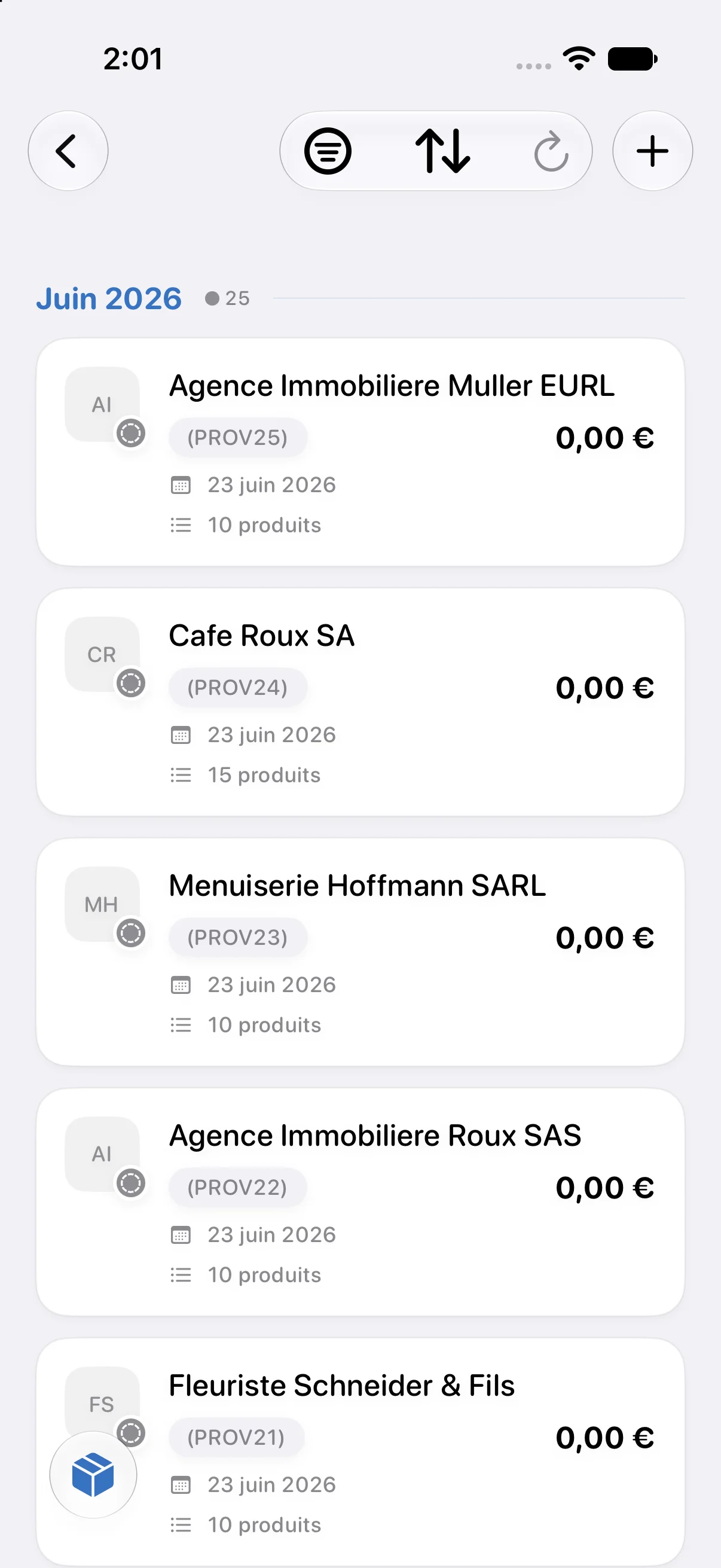 Liste des devis