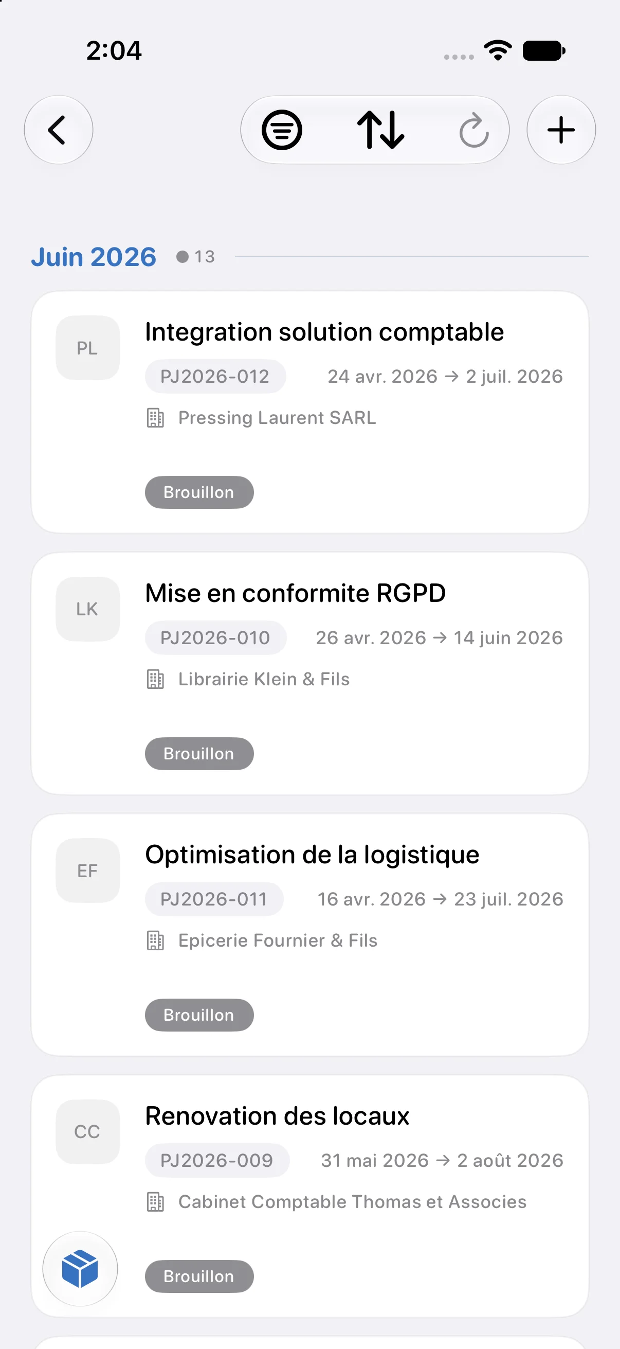 Liste des projets