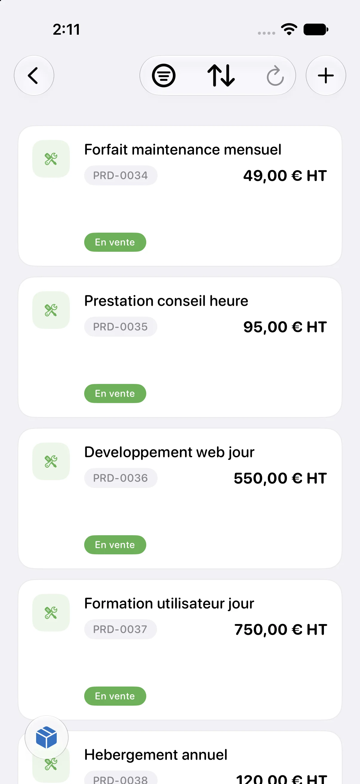 Liste des services