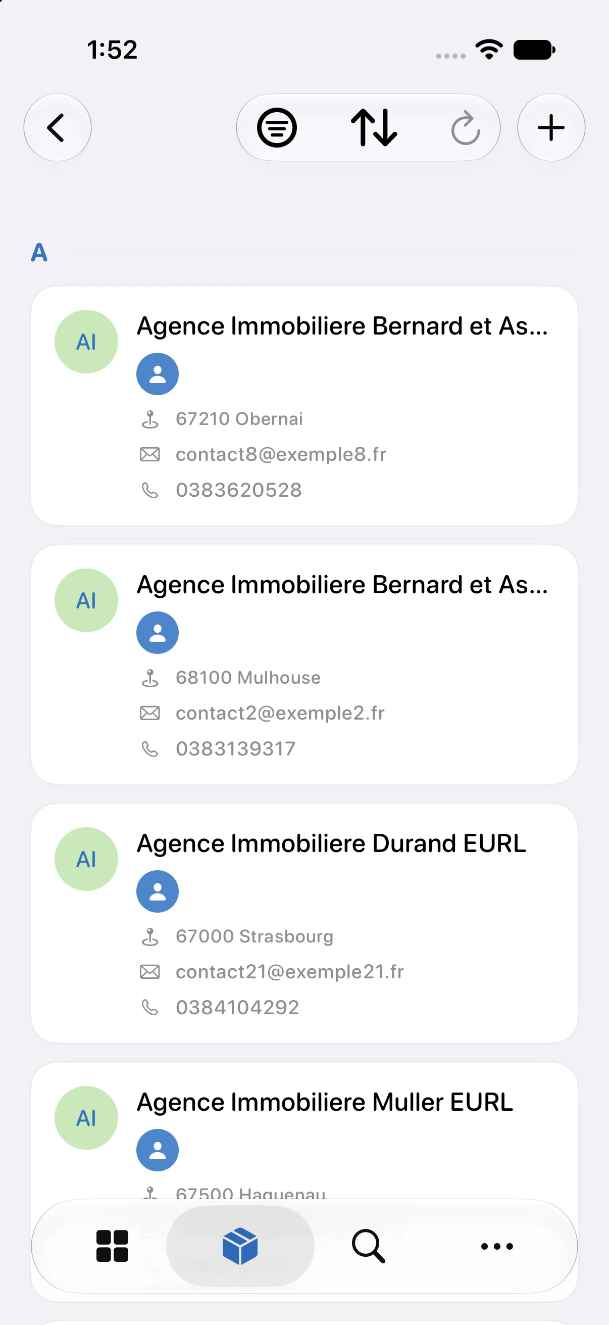 Le tiers créé apparaît dans la liste