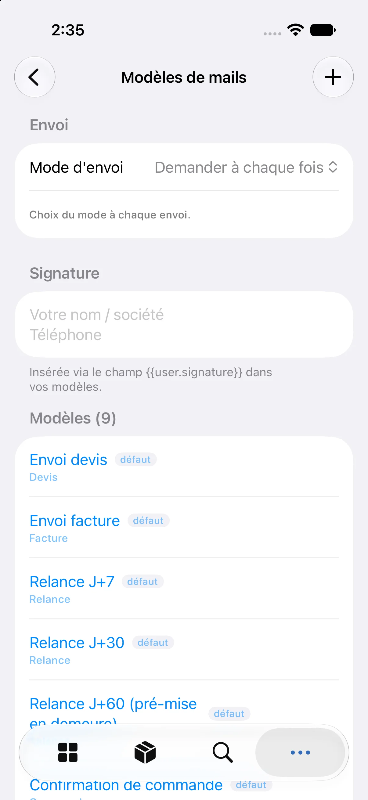 Modèles de mails et relances