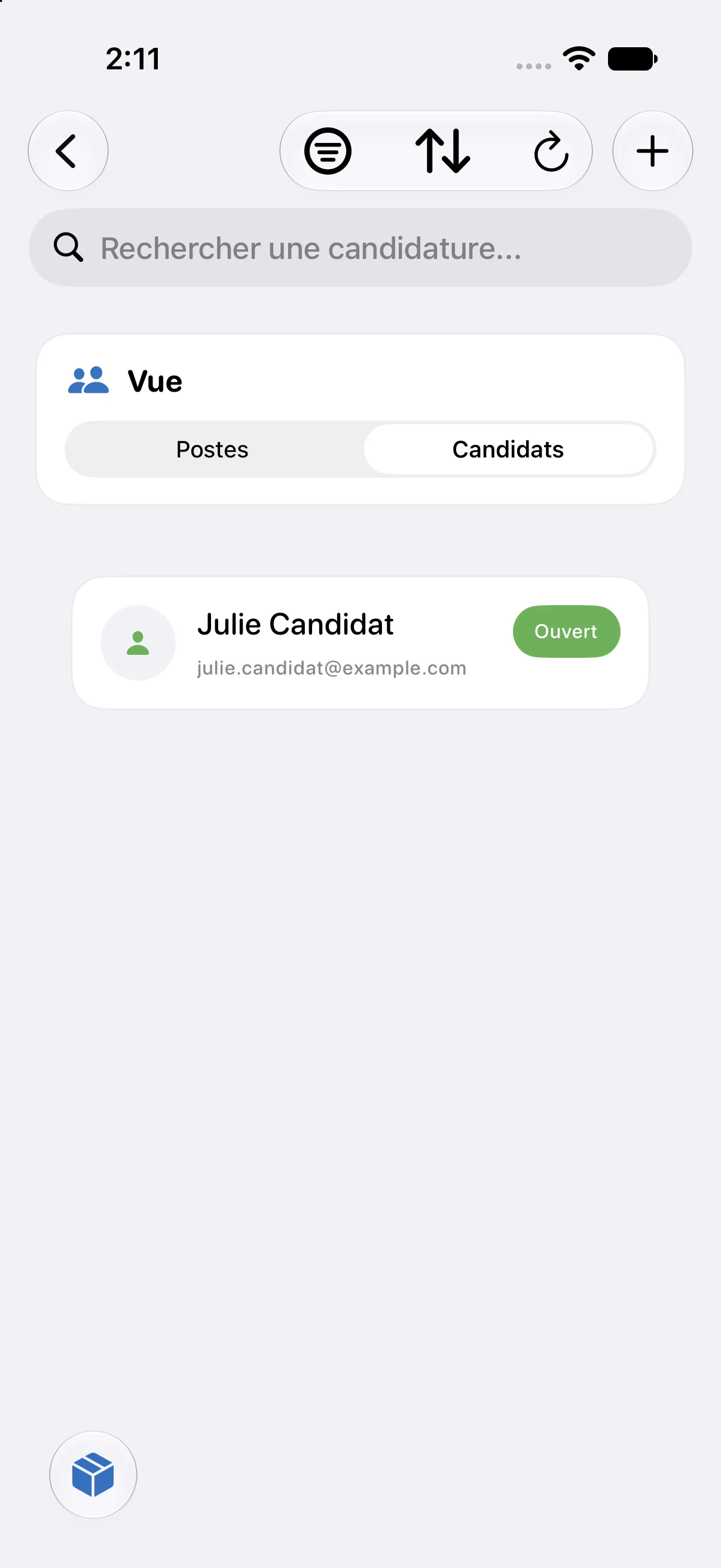 Liste des candidatures reçues