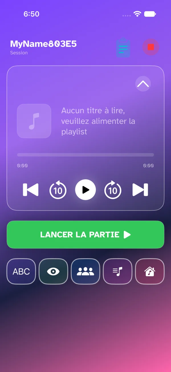 Salle d'attente avec les joueurs connectés