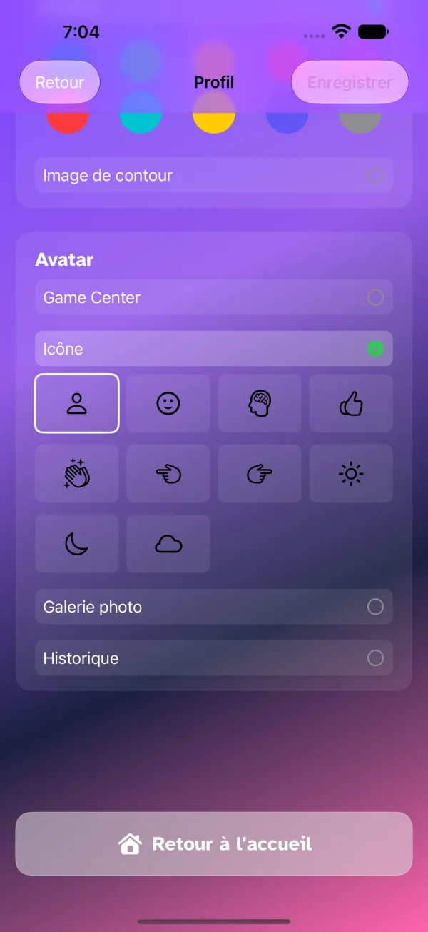 Sélection d'un avatar