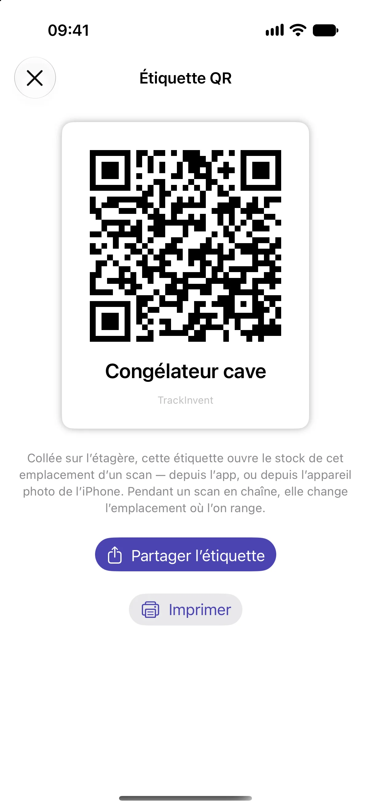 A location's QR label