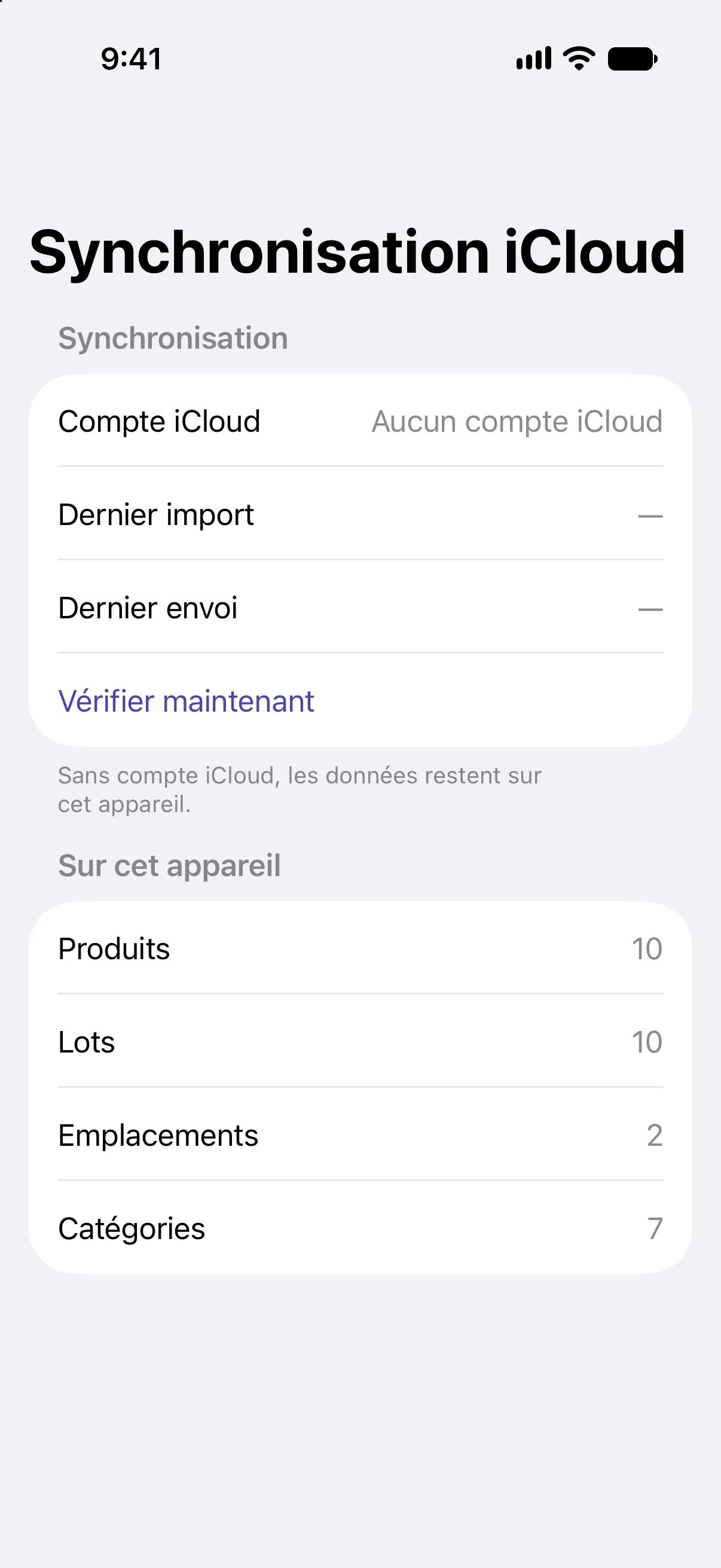 Synchronisation iCloud